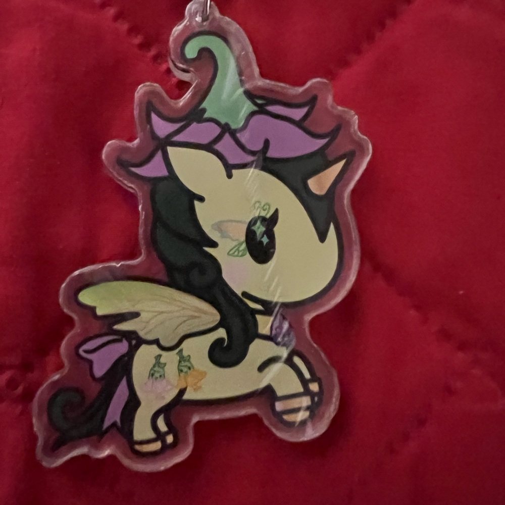 Unicorn Keychain with Purple and Green Accents. TokiDoki.